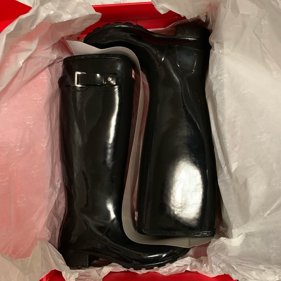 Hunter Original Tour Tall Gloss Black Rainboots - Picture 6 of 7